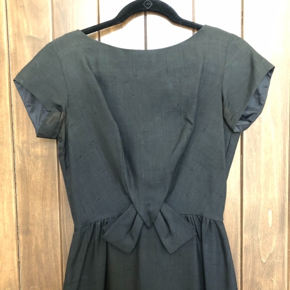 Black Raw Silk Vintage dress - Picture 2 of 4